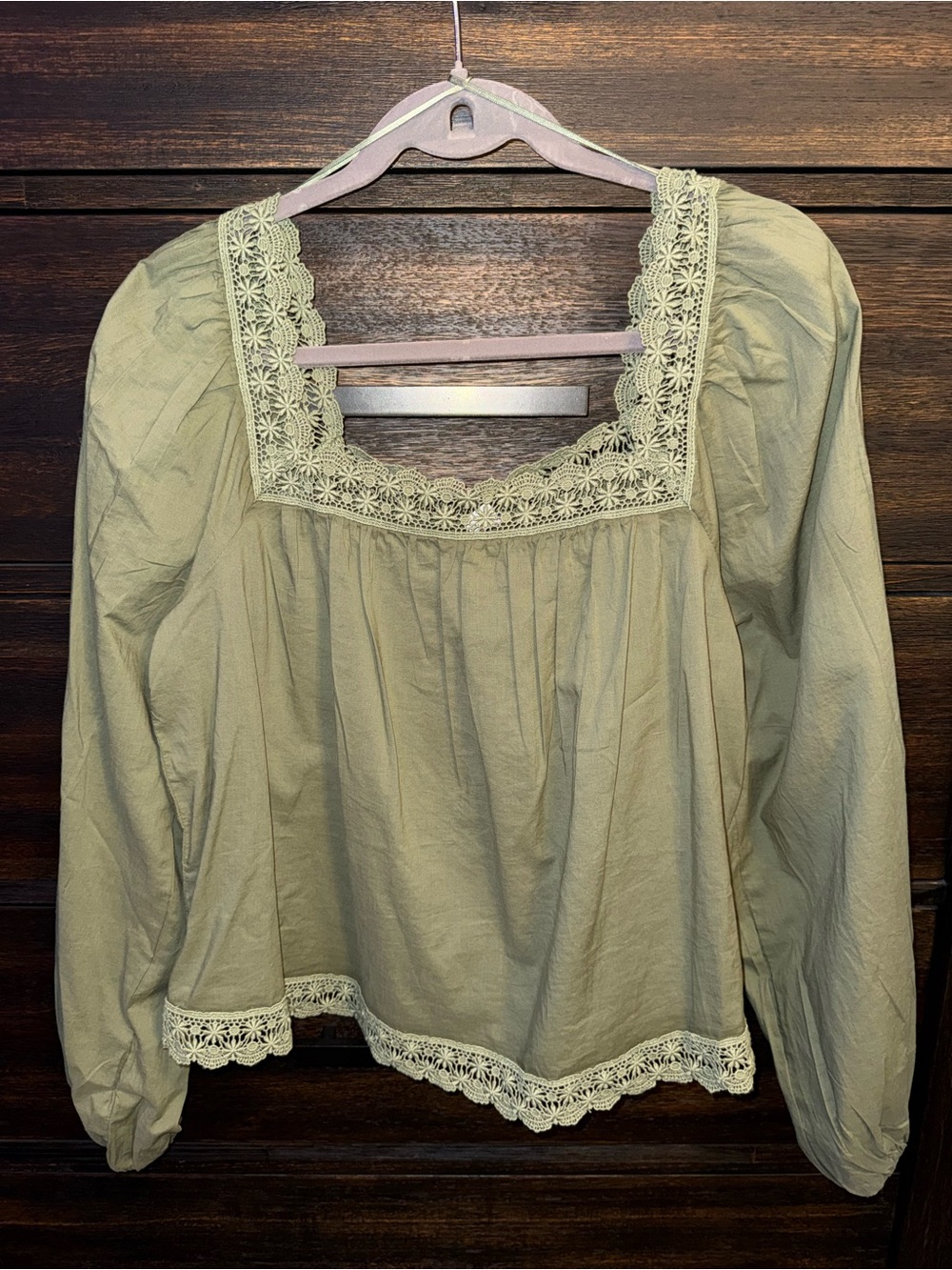 Old Navy Olive Green Lace Floral Top